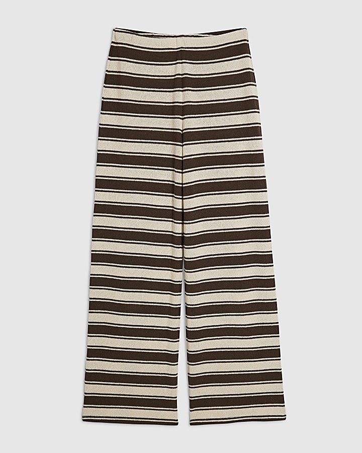 Brown Stripe Wide Leg Trousers