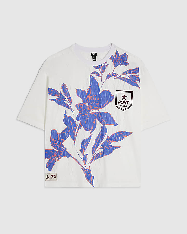 White Pony Floral Sports T-Shirt