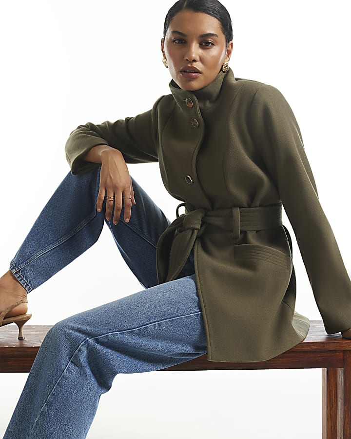 Khaki Belted Short Coat