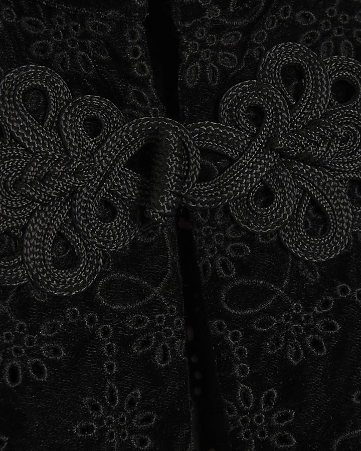 Black Embroidered Velvet Drummer Top