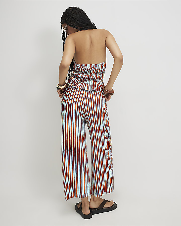 Orange Stripe Textured Culottes