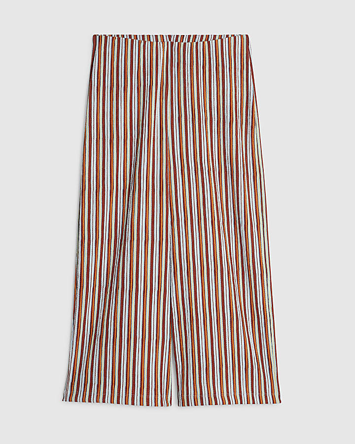 Orange Stripe Textured Culottes