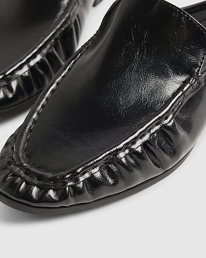Black Backless Ruched Loafer