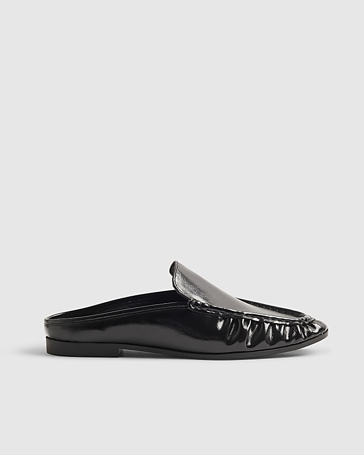 Black Backless Ruched Loafer