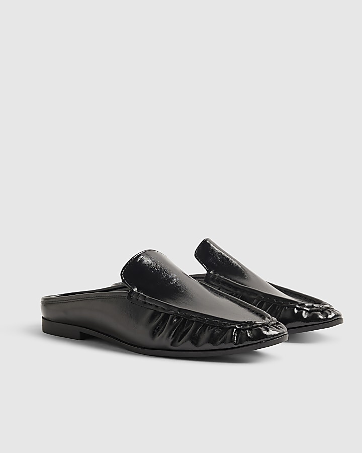 Black Backless Ruched Loafer