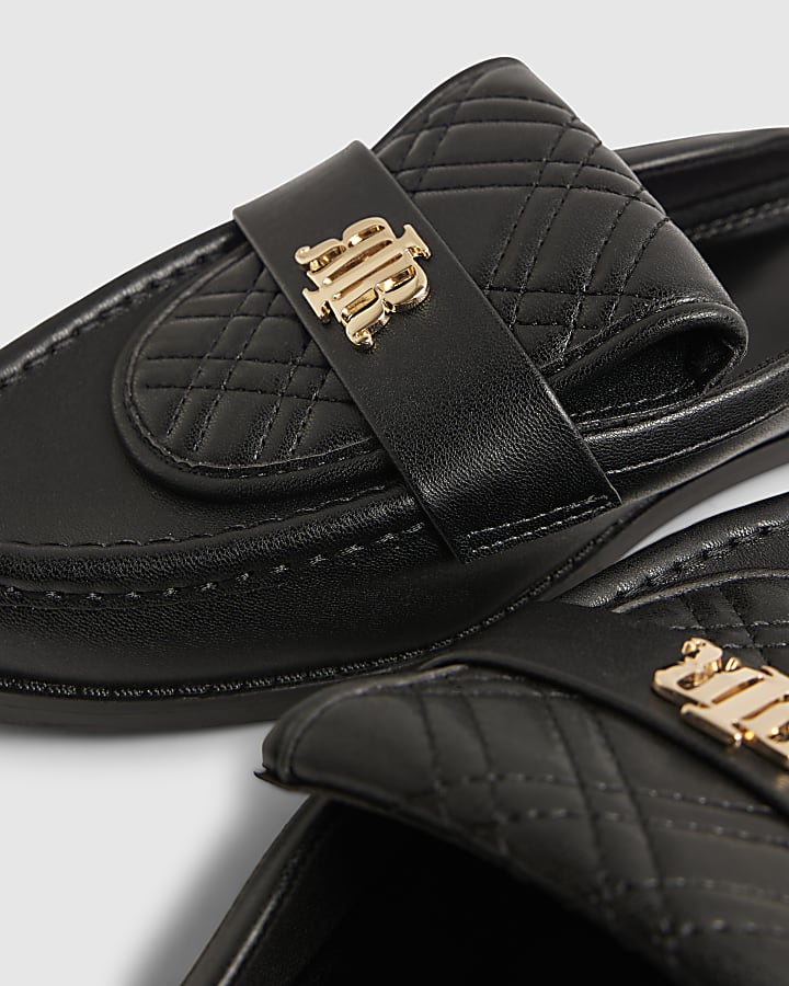 Black Backless Trim Loafers