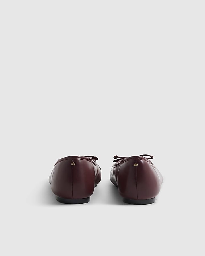 Burgundy Toe Cap Bow Ballet Flats