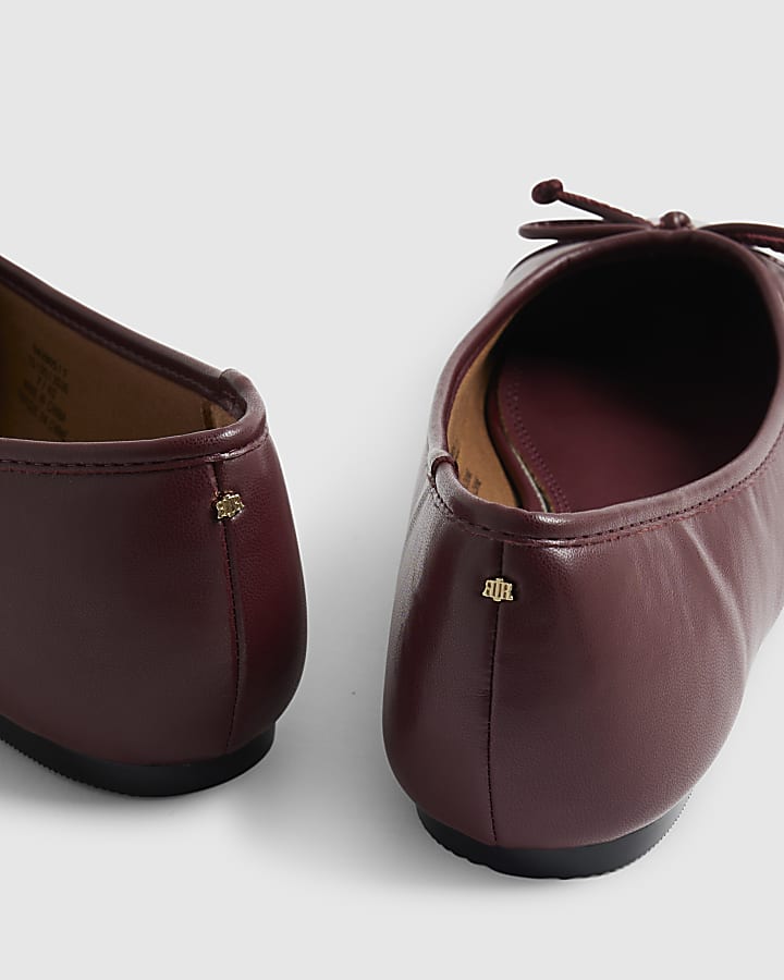 Burgundy Toe Cap Bow Ballet Flats