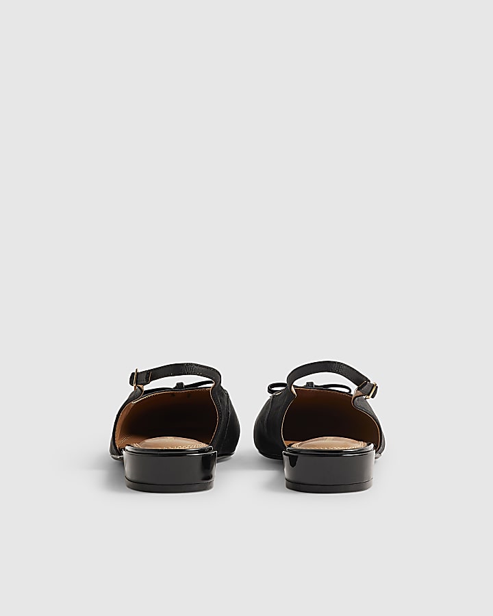 Black Slingback Toecap Flats