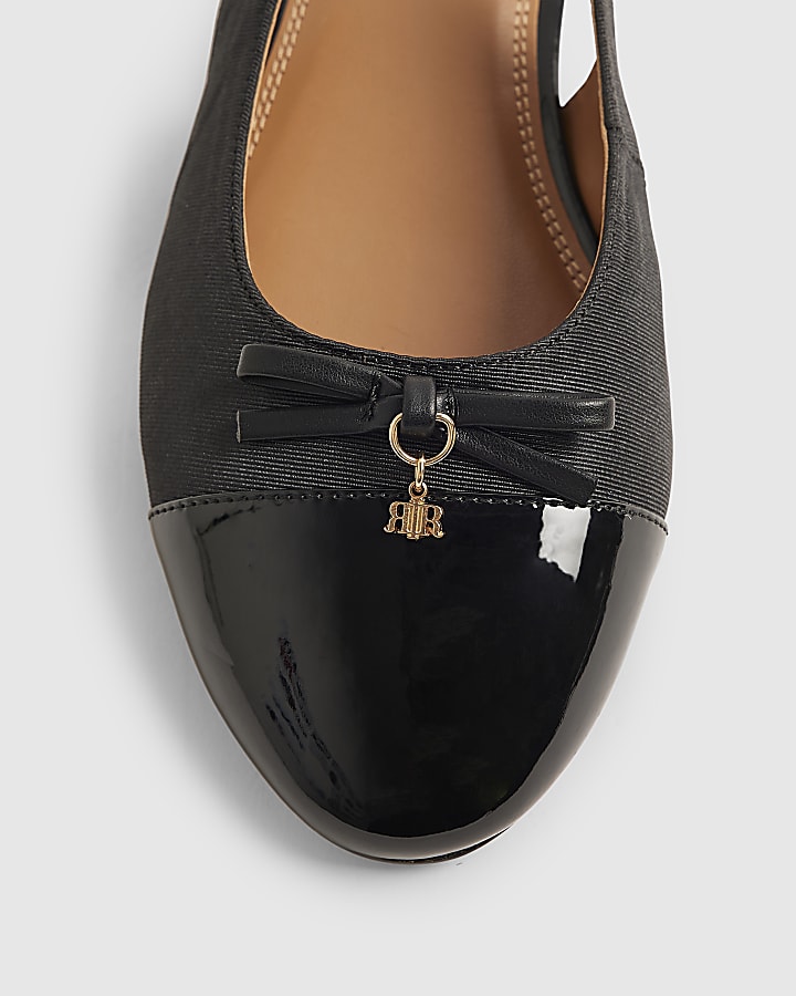 Black Slingback Toecap Flats
