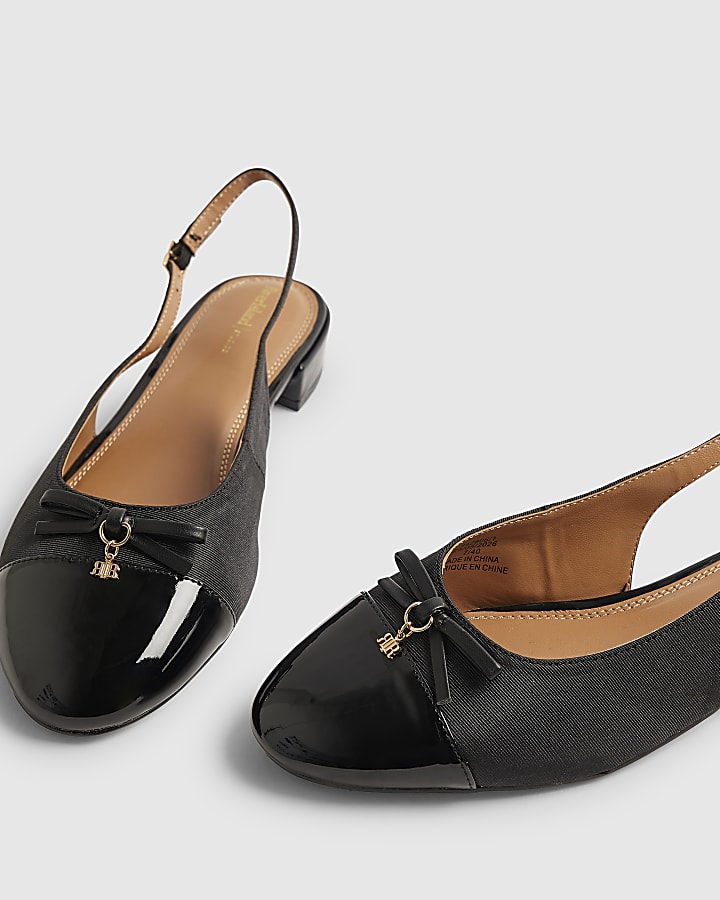 Black Slingback Toecap Flats