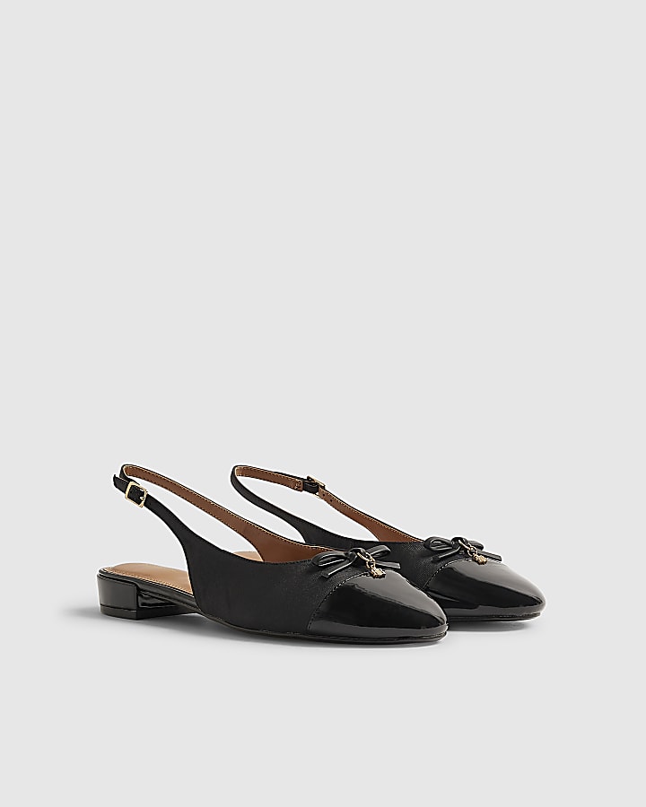 Black Slingback Toecap Flats