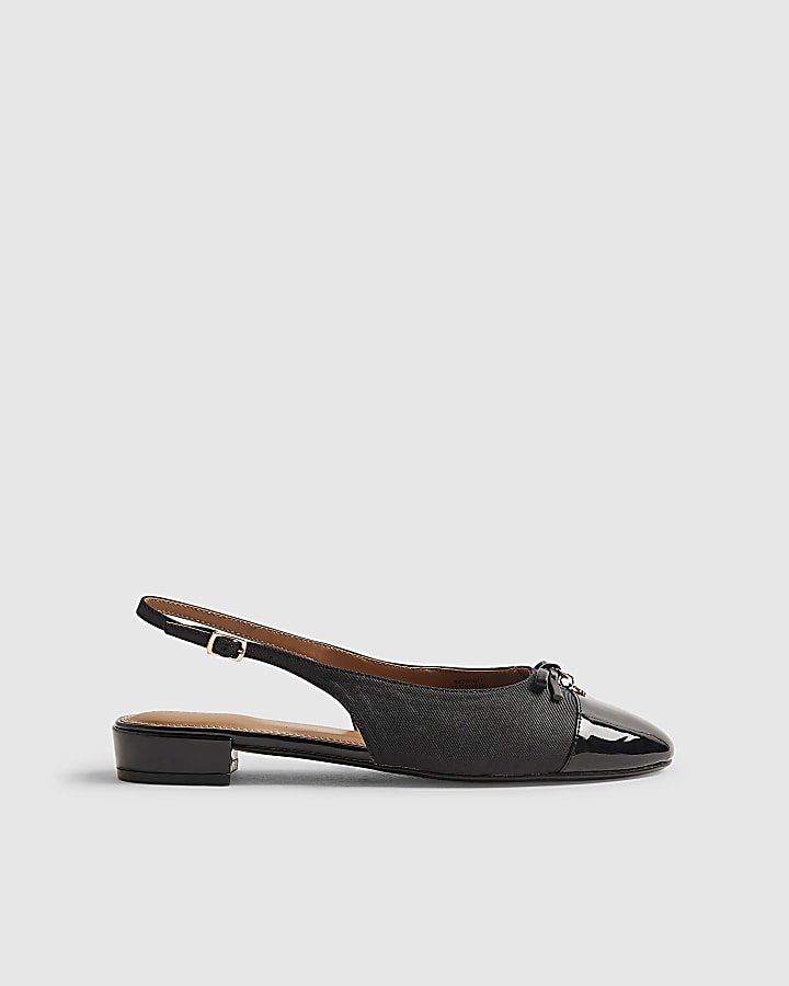 Black Slingback Toecap Flats