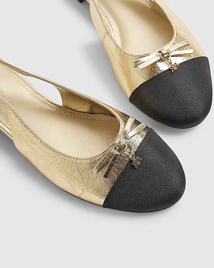 Gold Slingback Toecap Flats