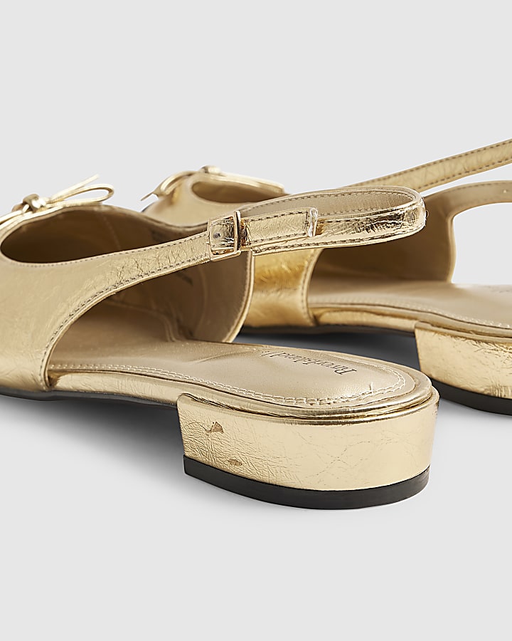 Gold Slingback Toecap Flats