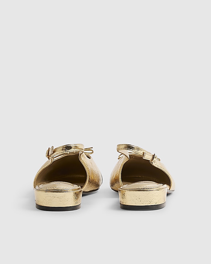 Gold Slingback Toecap Flats