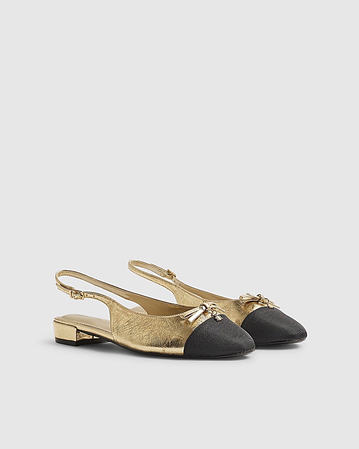 Gold Slingback Toecap Flats