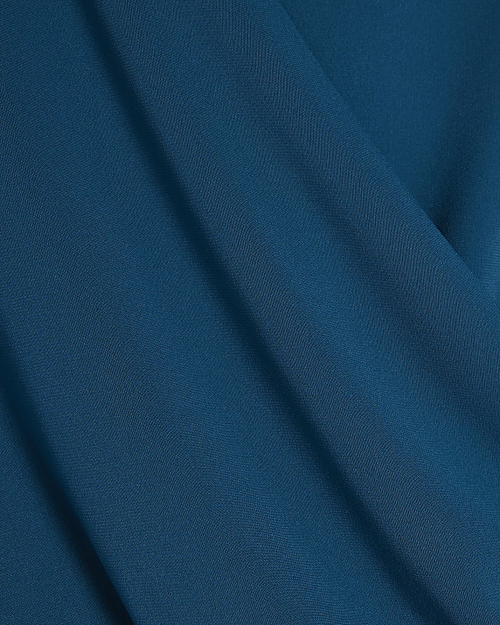 Blue Sleeveless Draped Jumpsuit