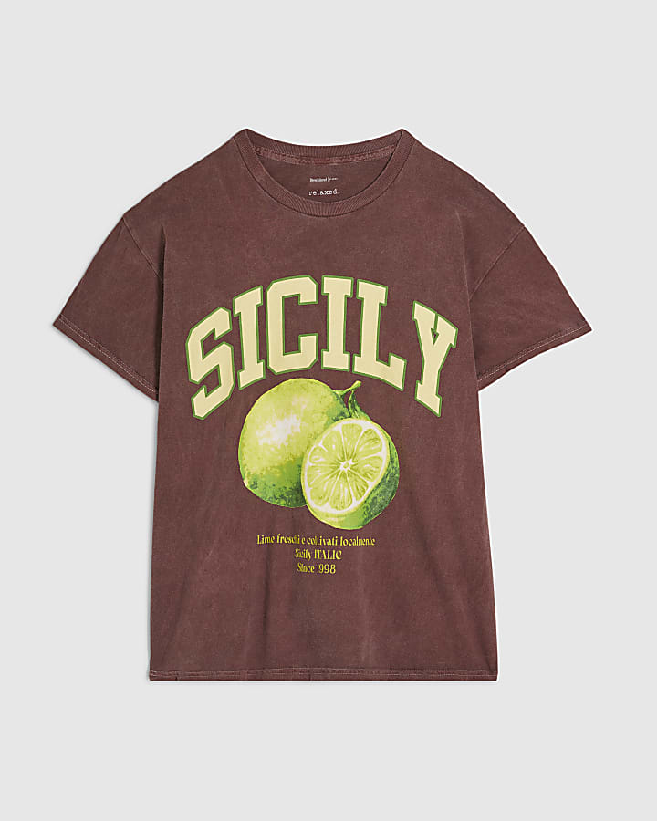 Red Sicily Boyfriend T-Shirt