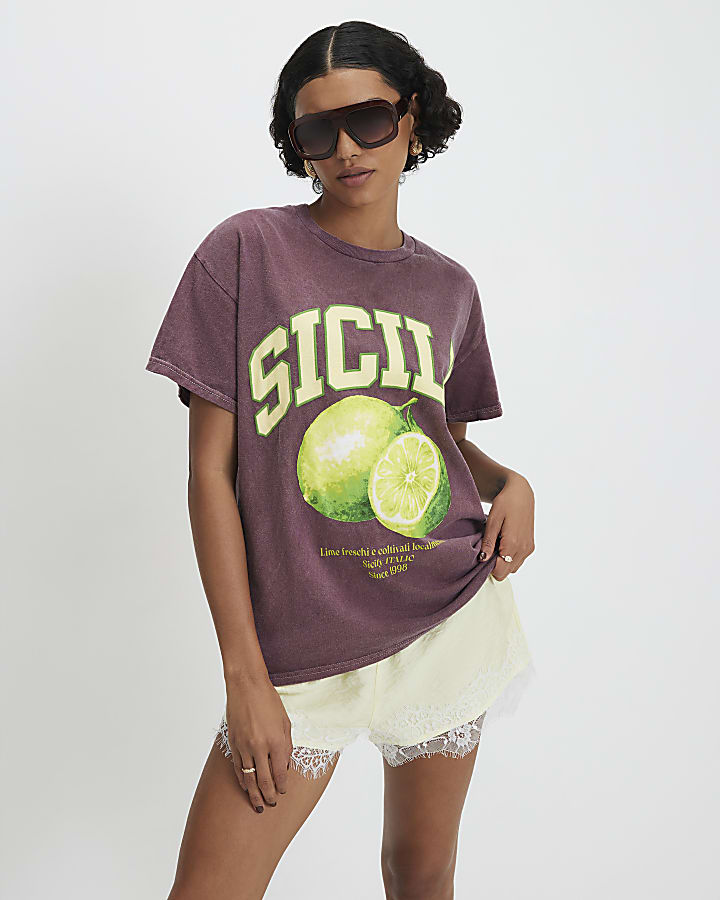 Red Sicily Boyfriend T-Shirt