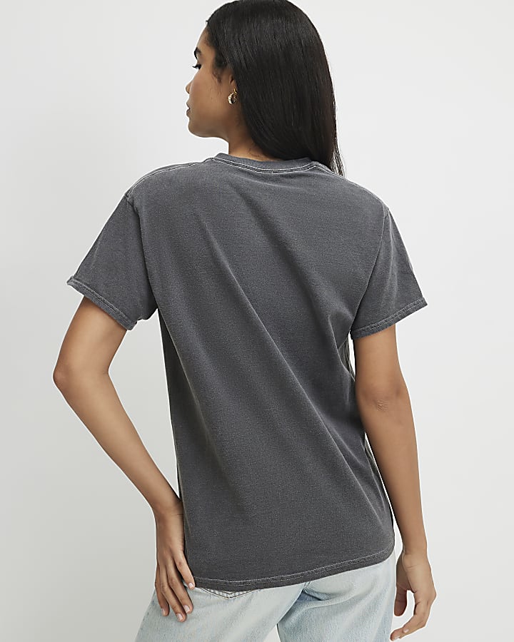 Grey Paris Polka Dot Bow Boyfriend T-shirt