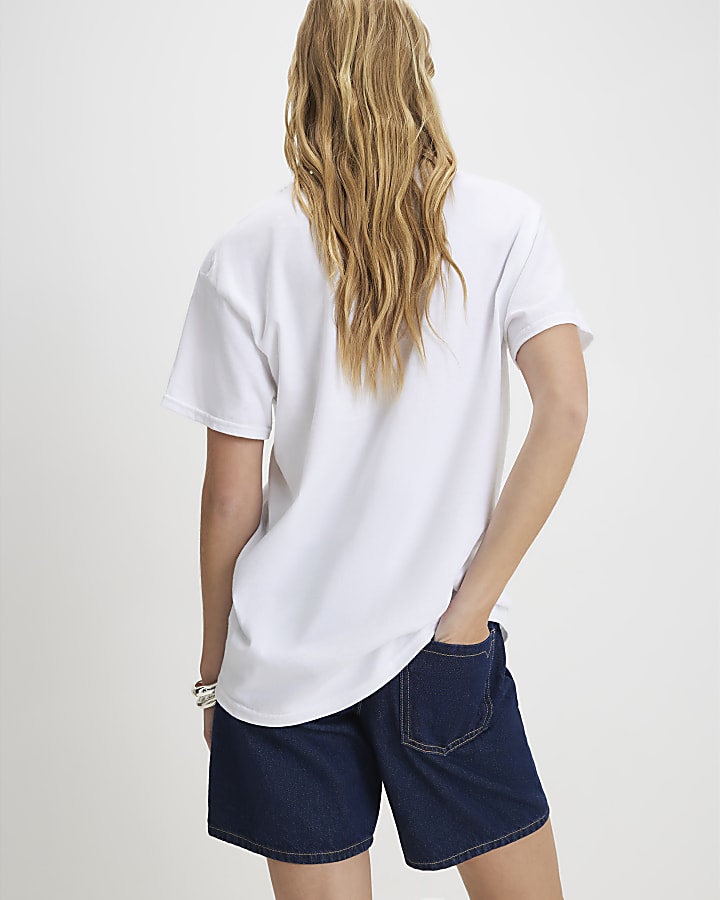 White Cotton Cherry Spot Boyfriend T-Shirt