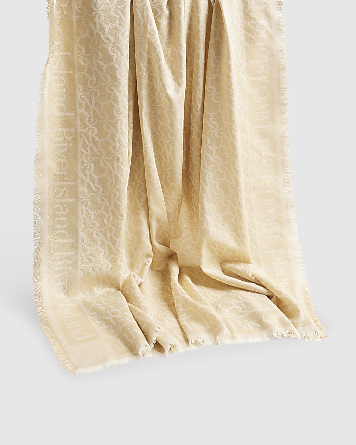 Cream Jacquard Monogram Glitter Large Scarf