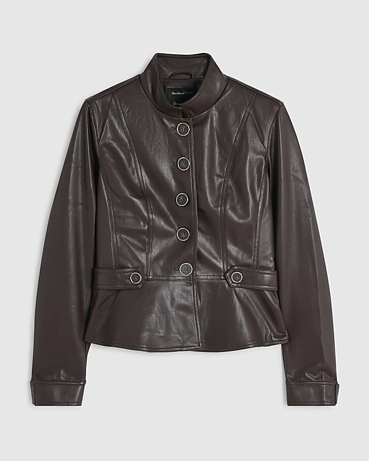 Purple Faux Leather Fitted Drummer Jacket