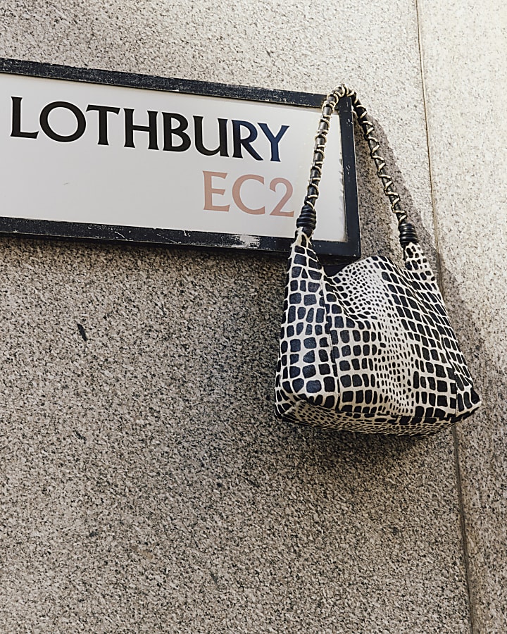 Black Animal Print Hair On Leather Slouch Bag