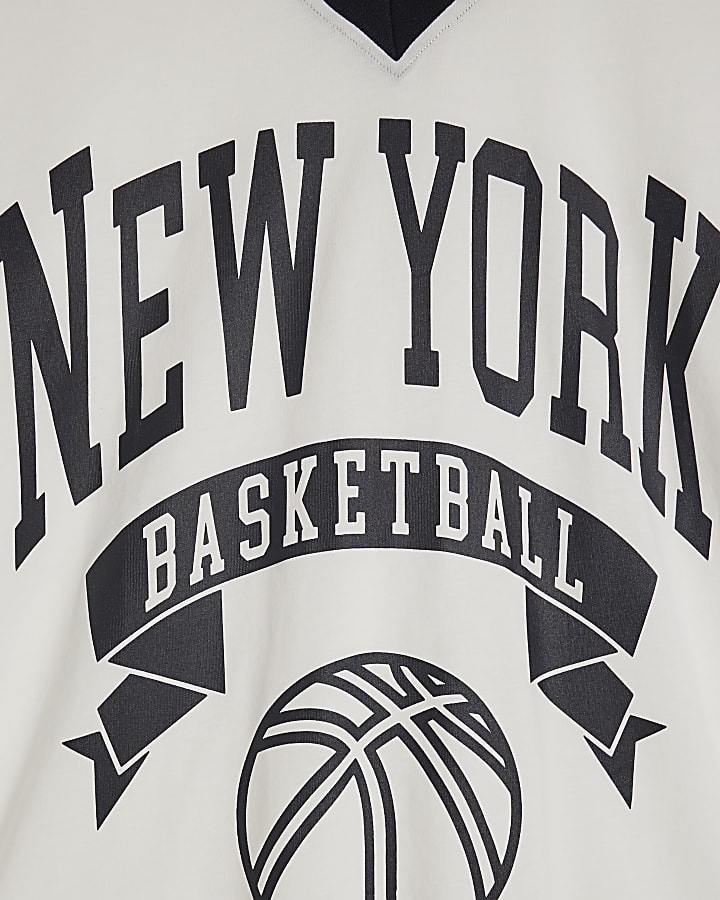 White Cotton New York Whipstitch T-Shirt