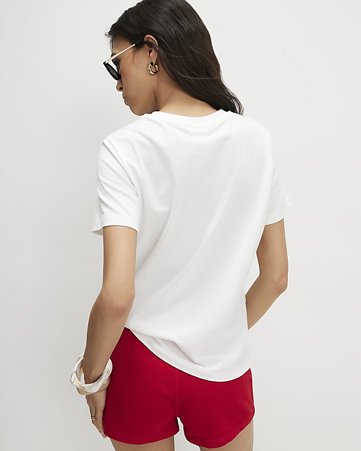 White Cotton Beaded Bistro T-shirt