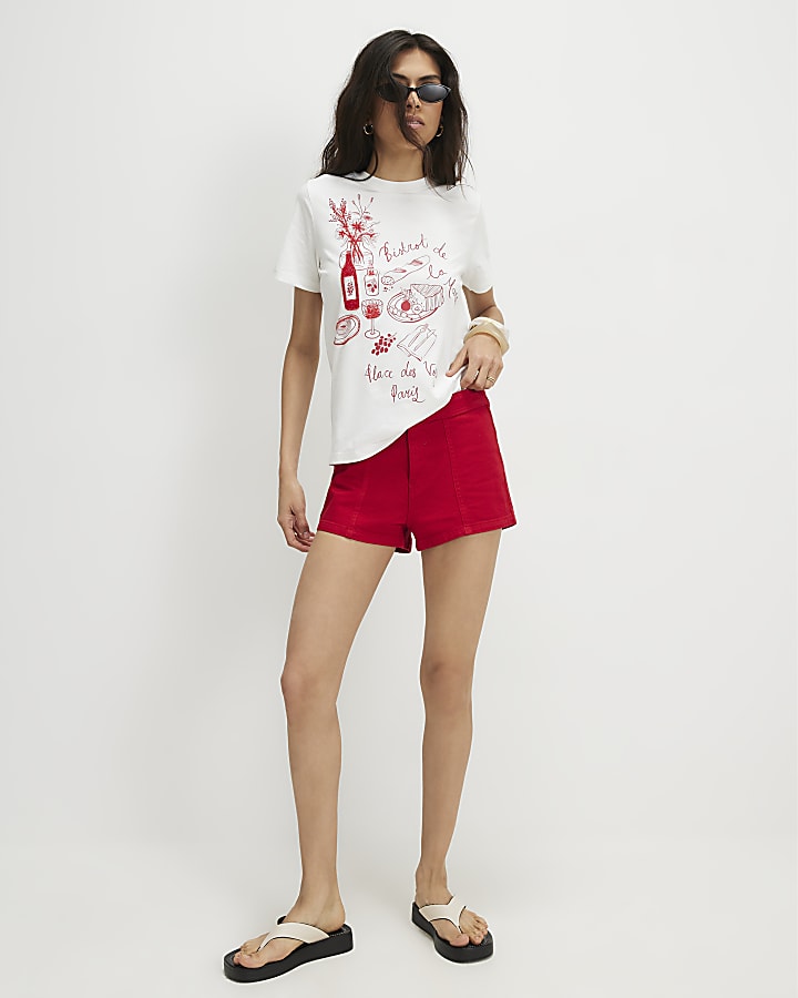 White Cotton Beaded Bistro T-shirt