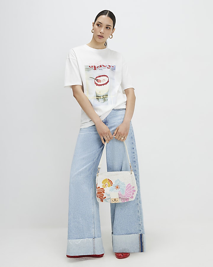 White Cotton Spicy Picante Boyfriend T-Shirt