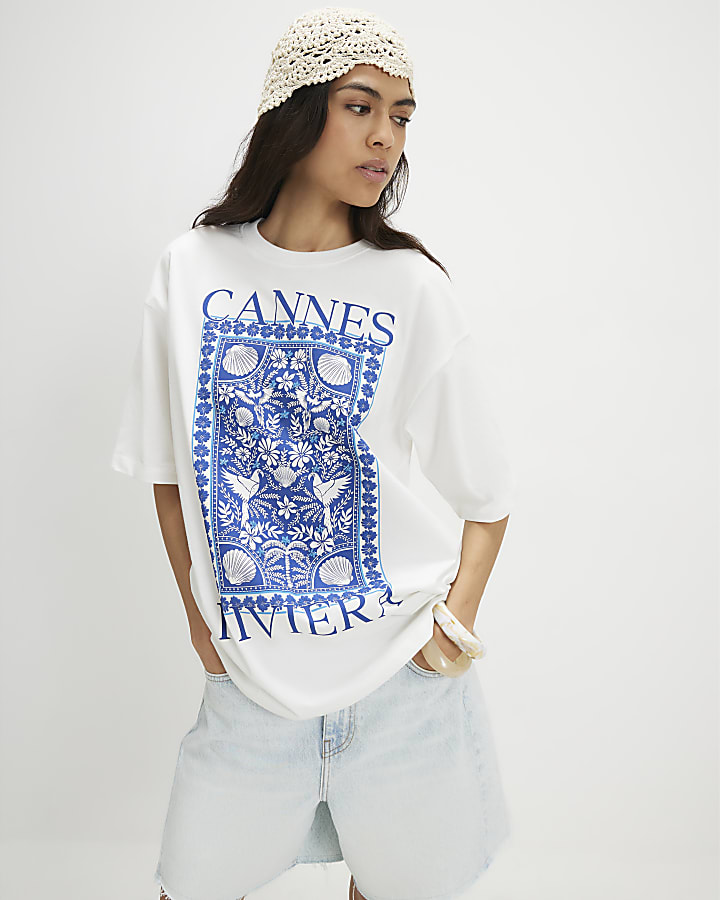 White Cotton Cannes Graphic T-shirt