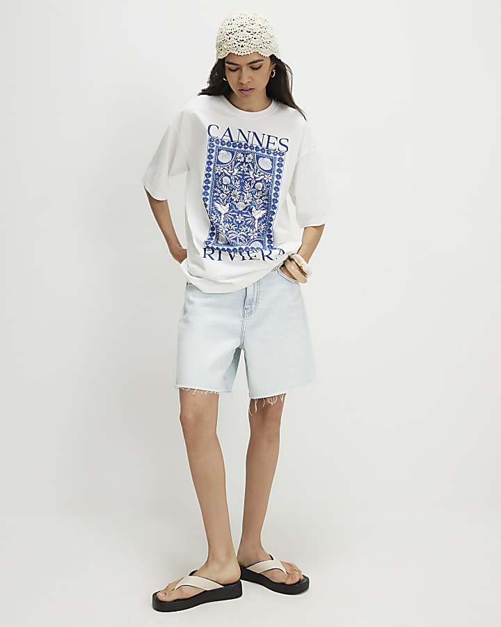 White Cotton Cannes Graphic T-shirt