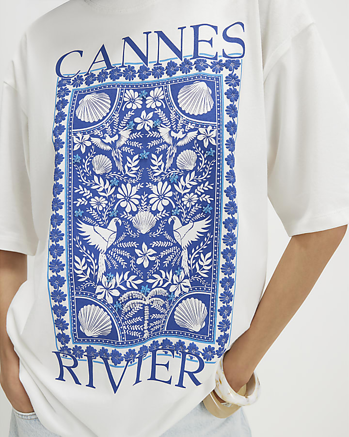White Cotton Cannes Graphic T-shirt
