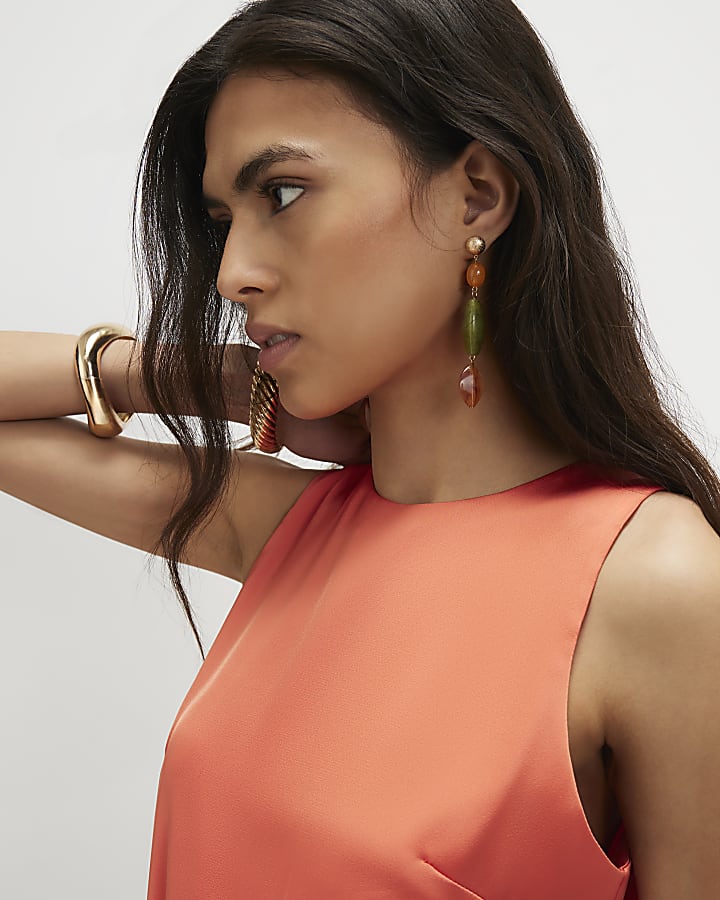 Orange Mini Slip Dress