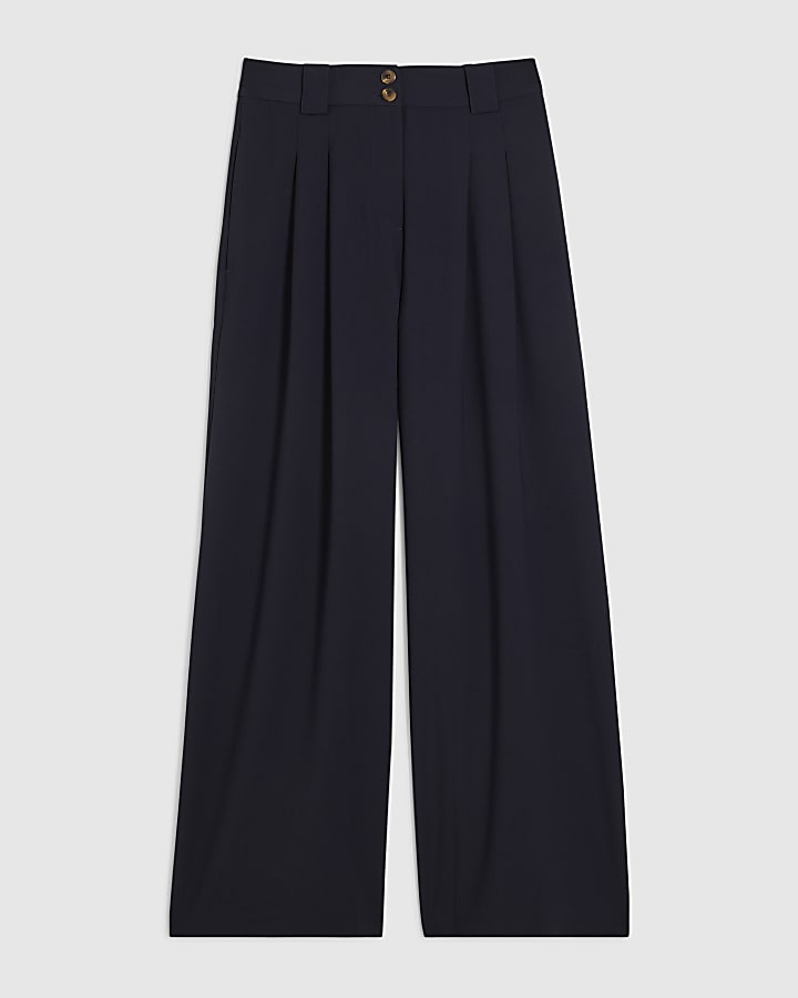 Navy Wide Leg Trousers