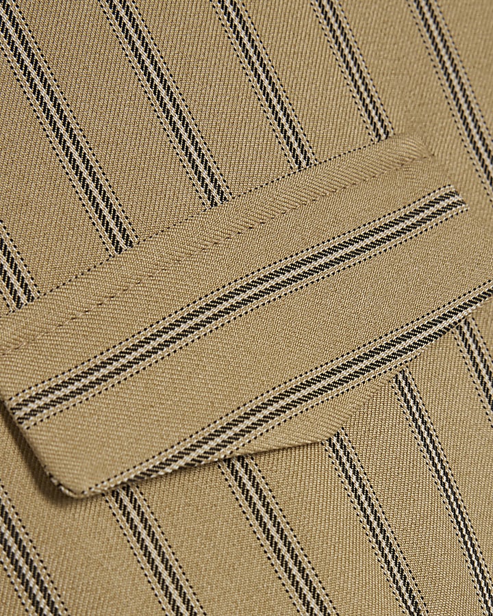 Beige Stripe Pocket Detail Jacket