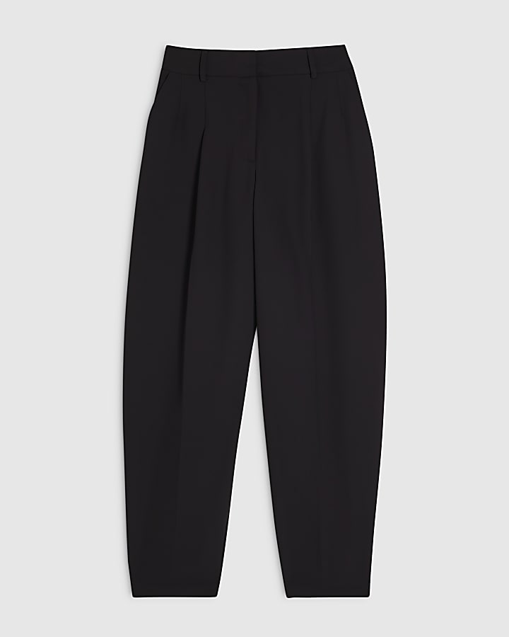 Black Drapey Barrel Leg Trousers