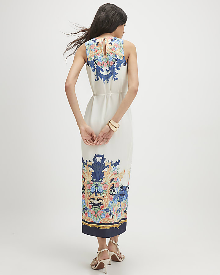 Navy Floral Midi Slip Dress