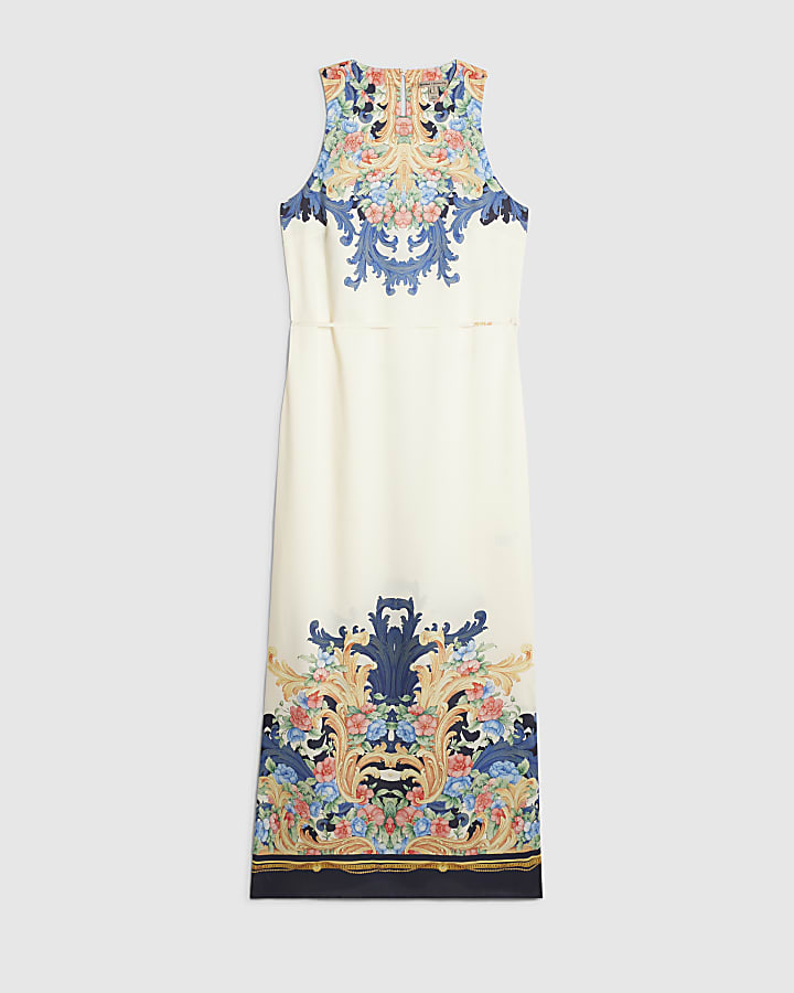 Navy Floral Midi Slip Dress