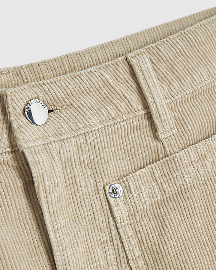 Cream Corduroy Mini Skirt