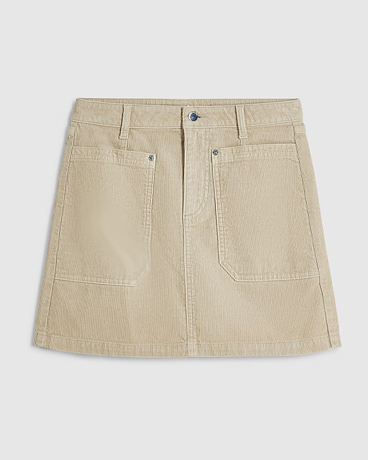 Cream Corduroy Mini Skirt