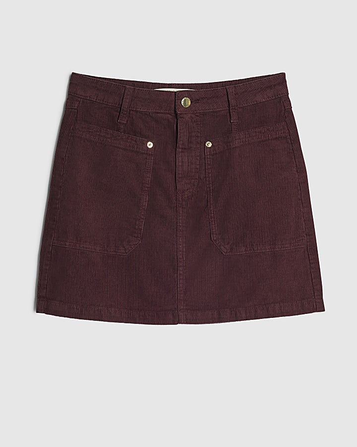 Burgundy Corduroy Mini Skirt