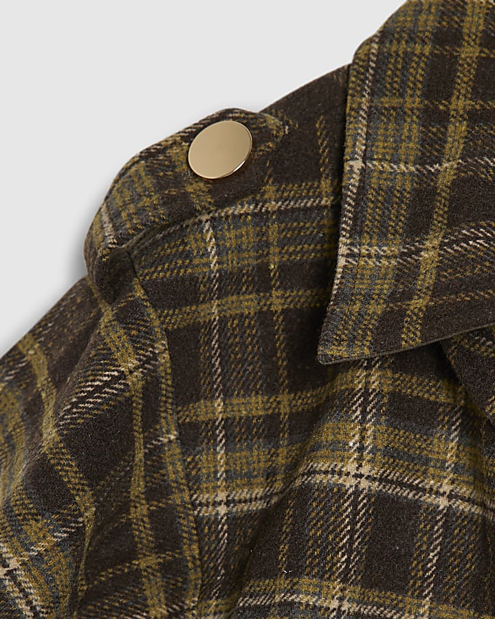Brown Check Collared Short Cape