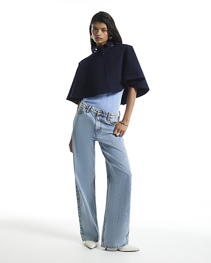 Navy Collared Short Cape