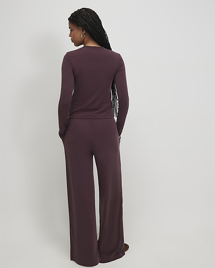 Purple Soft Touch Wide Leg Trousers