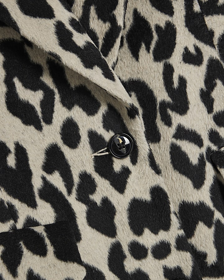 Petite Cream Leopard Print Coat