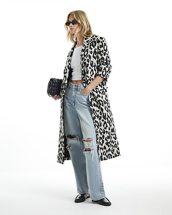 Cream Leopard Duster Coat